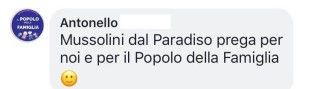 Mussolini dal Paradiso prega per noi e per il Popolo della Famiglia